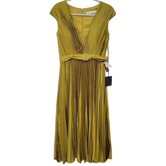 MAC DUGGAL 26483 Pleated Cap Sleeve Satin Midi Gown Size 6 New w/ Tag MSRP $338 - Picture 10 of 16